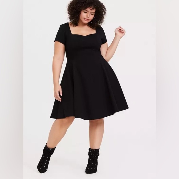 Torrid Mini Textured Knit Skater Dress - Picture 1 of 7